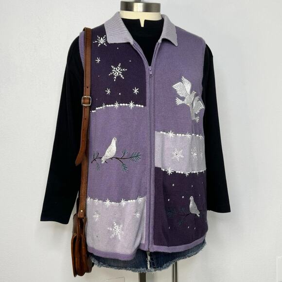 Vintage Blair Embroidered Winter Vest Purple Size XL - Picture 1 of 6